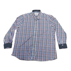 Nick Graham Mens Stretch Modern Fit Checkered Dress Shirt 2XL Cotton Flip Cuff
